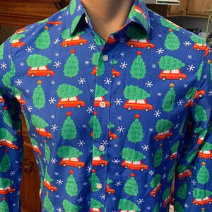 Simon Banks Holiday Christmas Vacation Style Dress Shirt NEW S
